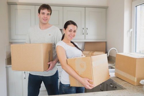 Packed household items ready for a local relocation in Mertonpark